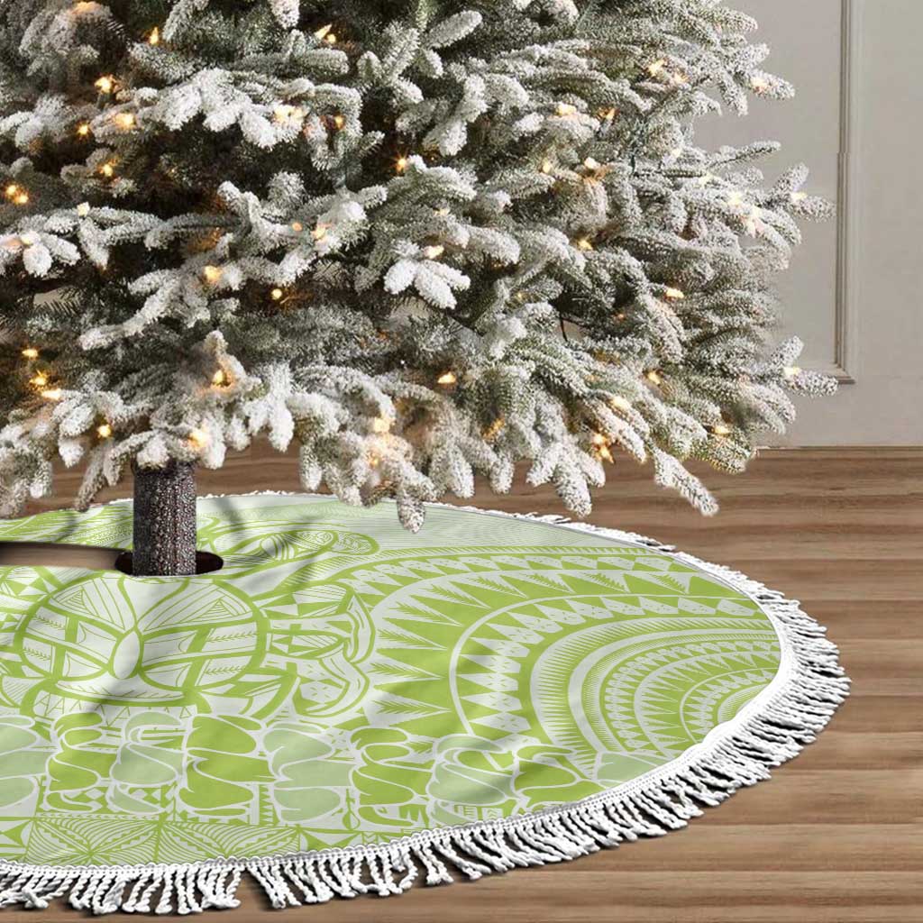 Lime Green Niue Language Week Tree Skirt The Rock Coconut Crab - Siapo Pattern LT14 - Polynesian Pride
