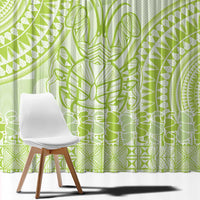 Lime Green Niue Language Week Window Curtain The Rock Coconut Crab - Siapo Pattern