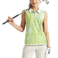 Lime Green Niue Language Week Women Sleeveless Polo Shirt The Rock Coconut Crab - Siapo Pattern LT14 - Polynesian Pride