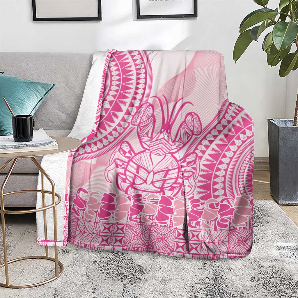 Pink Niue Language Week Blanket The Rock Coconut Crab - Siapo Pattern