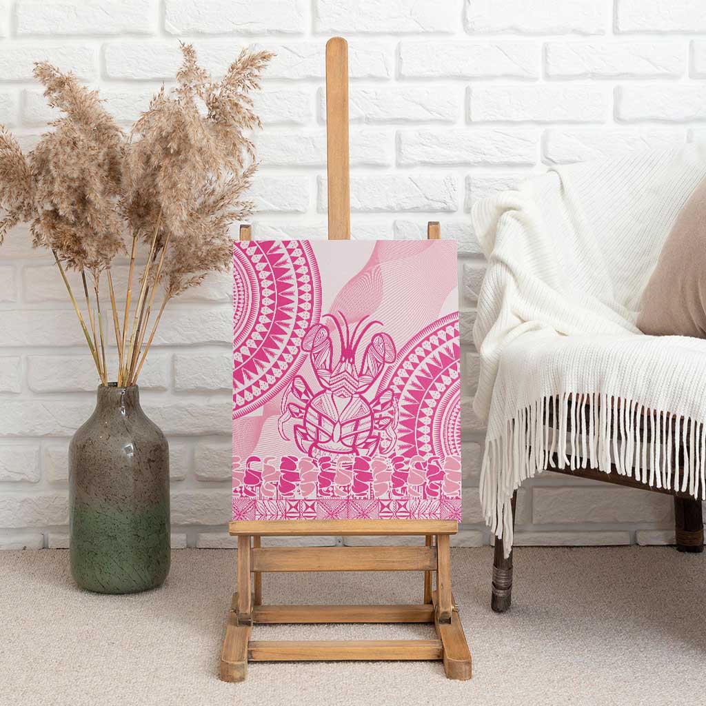 Pink Niue Language Week Canvas Wall Art The Rock Coconut Crab - Siapo Pattern