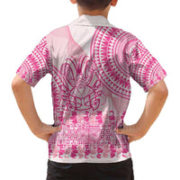 Pink Niue Language Week Family Matching Summer Maxi Dress and Hawaiian Shirt The Rock Coconut Crab - Siapo Pattern