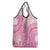 Pink Niue Language Week Grocery Bag The Rock Coconut Crab - Siapo Pattern
