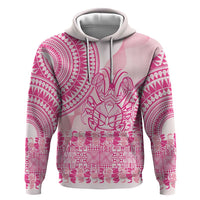 Pink Niue Language Week Hoodie The Rock Coconut Crab - Siapo Pattern