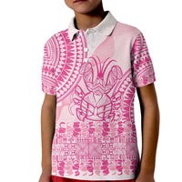 Pink Niue Language Week Kid Polo Shirt The Rock Coconut Crab - Siapo Pattern LT14 Kid Pink - Polynesian Pride