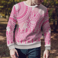 Pink Niue Language Week Ugly Christmas Sweater The Rock Coconut Crab - Siapo Pattern LT14 - Polynesian Pride