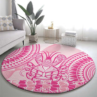 Pink Niue Language Week Round Carpet The Rock Coconut Crab - Siapo Pattern LT14 - Polynesian Pride