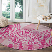 Pink Niue Language Week Round Carpet The Rock Coconut Crab - Siapo Pattern LT14 - Polynesian Pride