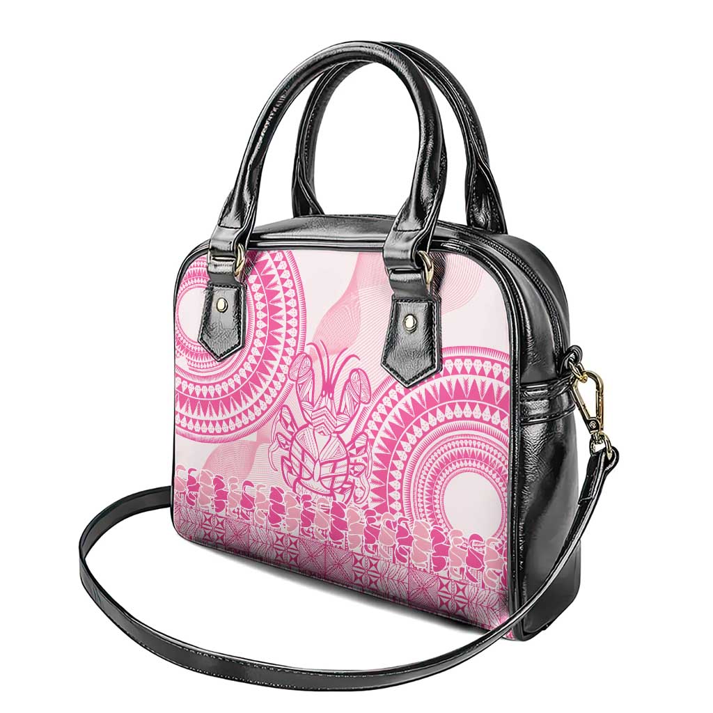 Pink Niue Language Week Shoulder Handbag The Rock Coconut Crab - Siapo Pattern