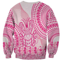Pink Niue Language Week Sweatshirt The Rock Coconut Crab - Siapo Pattern LT14 - Polynesian Pride