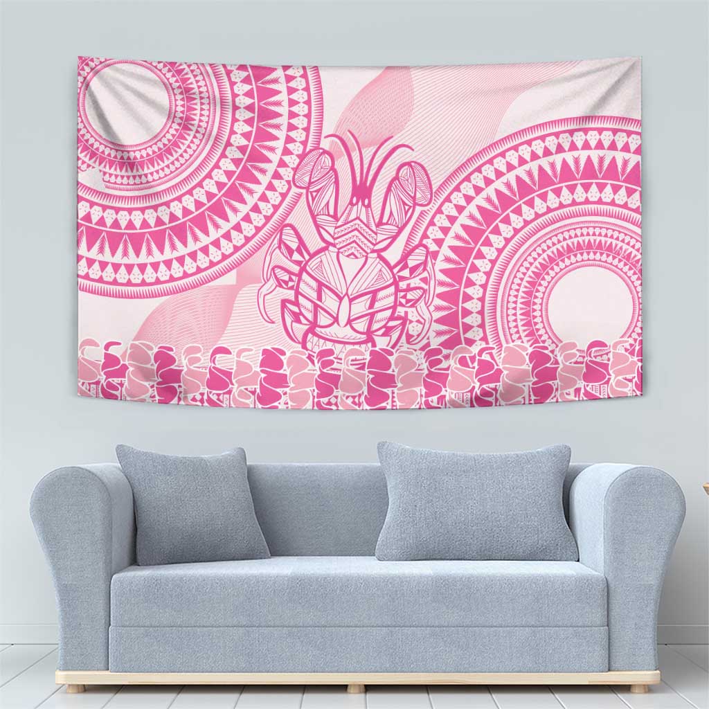Pink Niue Language Week Tapestry The Rock Coconut Crab - Siapo Pattern LT14 - Polynesian Pride