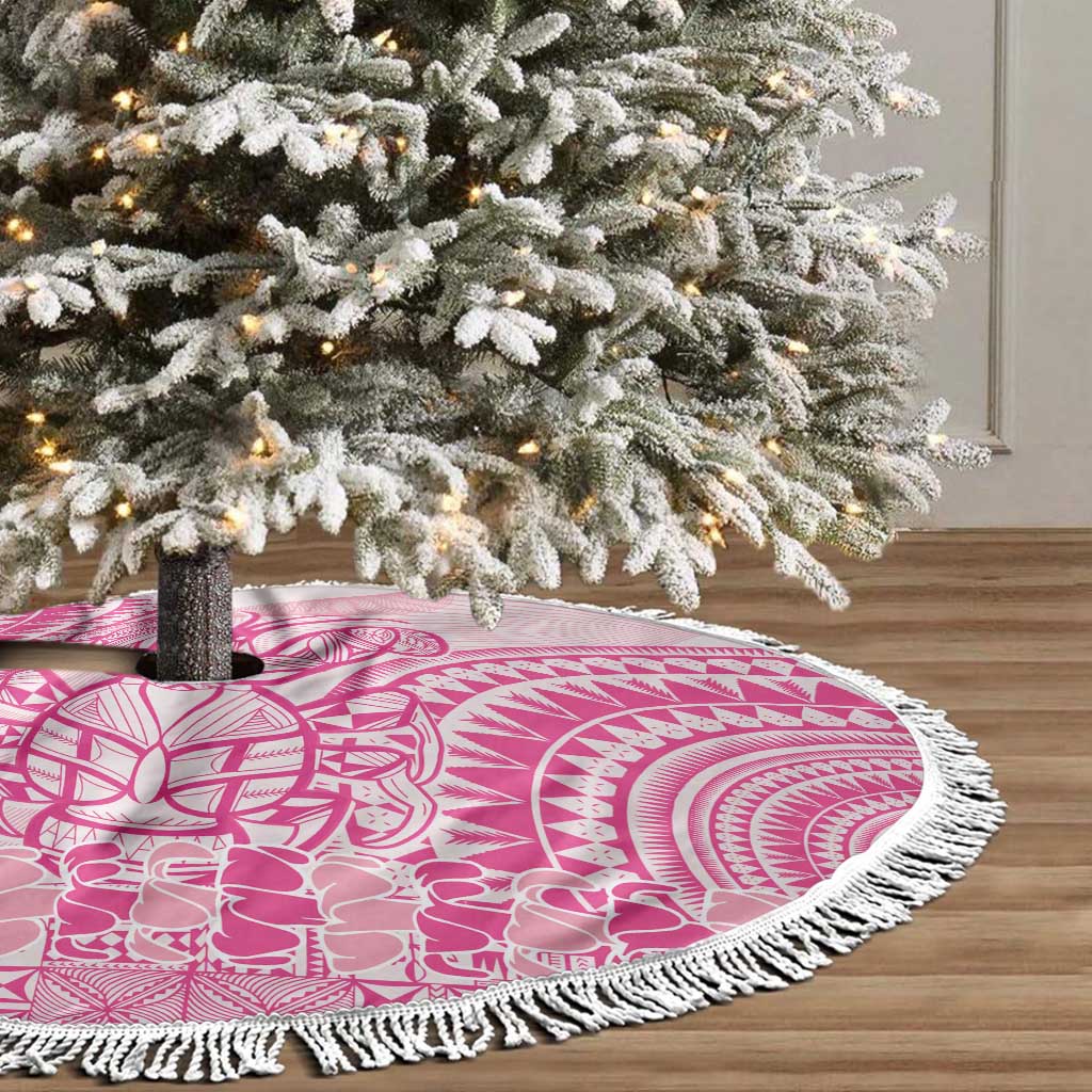 Pink Niue Language Week Tree Skirt The Rock Coconut Crab - Siapo Pattern LT14 - Polynesian Pride