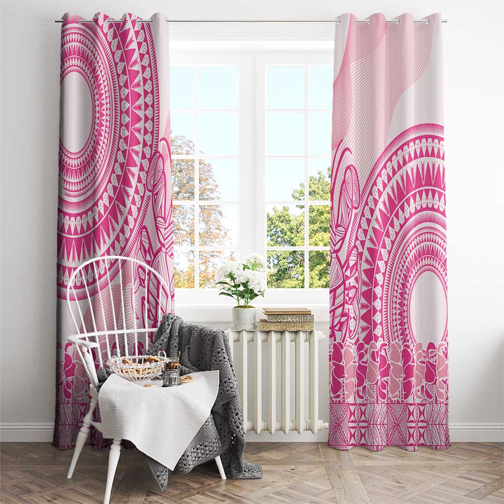 Pink Niue Language Week Window Curtain The Rock Coconut Crab - Siapo Pattern