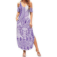Purple Niue Language Week Family Matching Summer Maxi Dress and Hawaiian Shirt The Rock Coconut Crab - Siapo Pattern