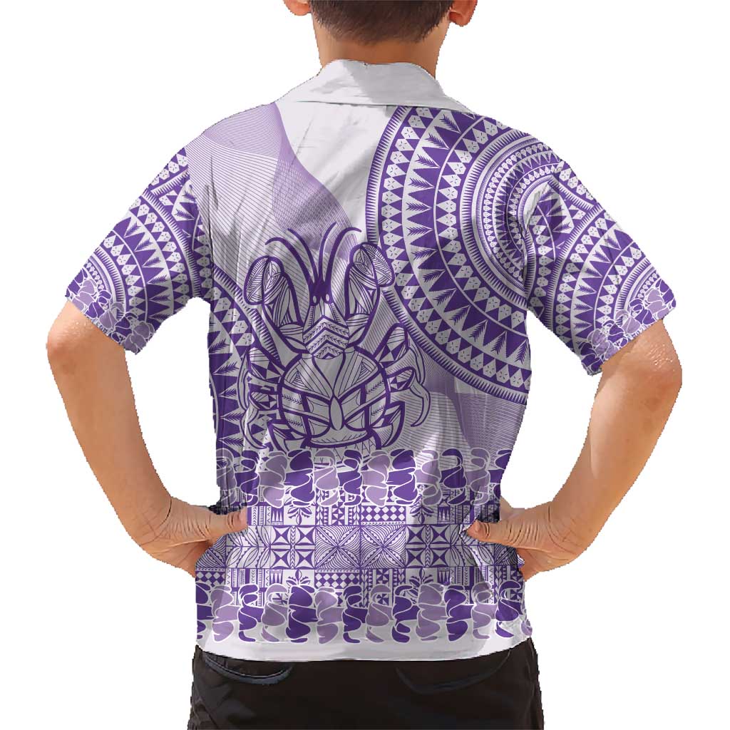 Purple Niue Language Week Kid Hawaiian Shirt The Rock Coconut Crab - Siapo Pattern