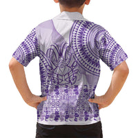 Purple Niue Language Week Kid Hawaiian Shirt The Rock Coconut Crab - Siapo Pattern