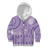 Purple Niue Language Week Kid Hoodie The Rock Coconut Crab - Siapo Pattern