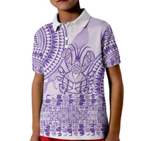 Purple Niue Language Week Kid Polo Shirt The Rock Coconut Crab - Siapo Pattern LT14 Kid Purple - Polynesian Pride