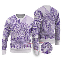Purple Niue Language Week Ugly Christmas Sweater The Rock Coconut Crab - Siapo Pattern LT14 Purple - Polynesian Pride