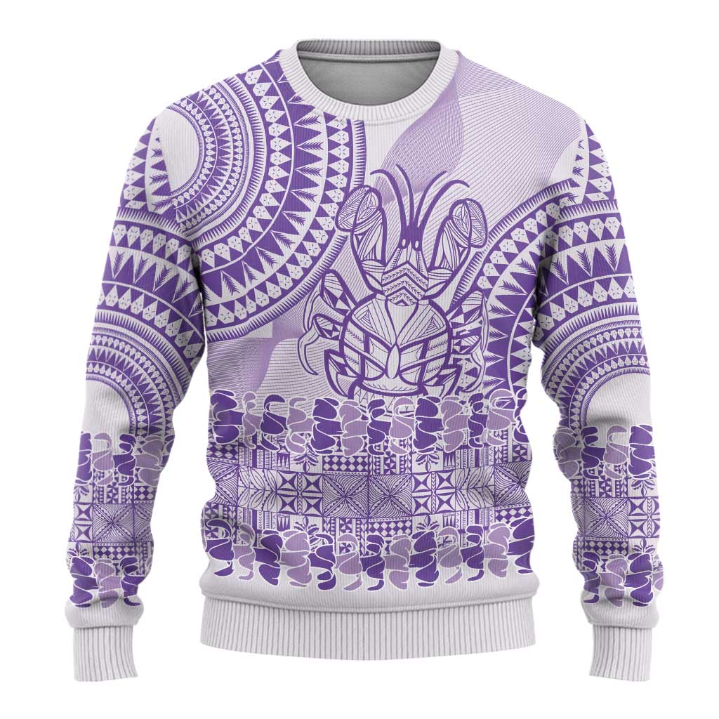 Purple Niue Language Week Ugly Christmas Sweater The Rock Coconut Crab - Siapo Pattern LT14 - Polynesian Pride