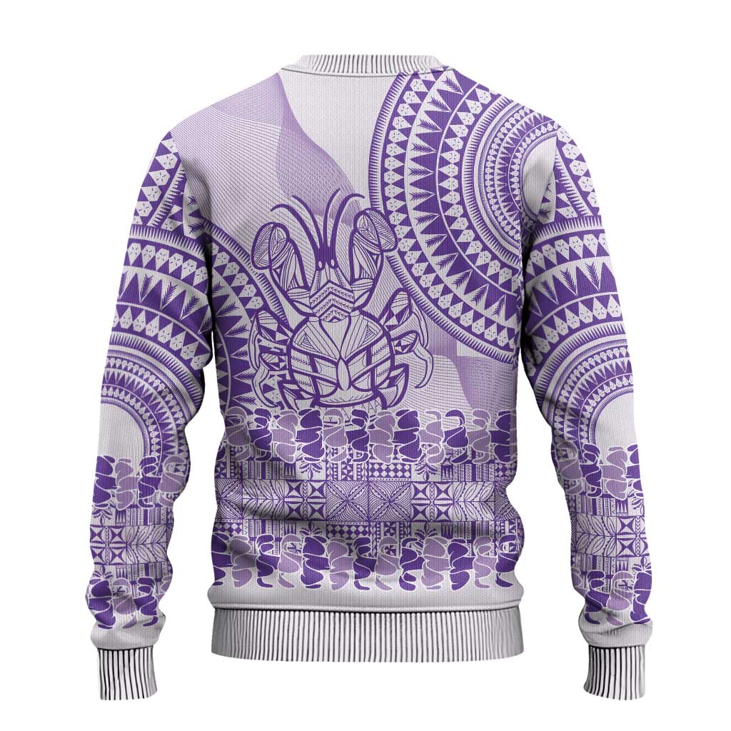 Purple Niue Language Week Ugly Christmas Sweater The Rock Coconut Crab - Siapo Pattern LT14 - Polynesian Pride