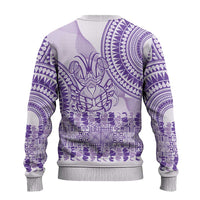 Purple Niue Language Week Ugly Christmas Sweater The Rock Coconut Crab - Siapo Pattern LT14 - Polynesian Pride