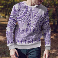 Purple Niue Language Week Ugly Christmas Sweater The Rock Coconut Crab - Siapo Pattern LT14 - Polynesian Pride