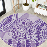 Purple Niue Language Week Round Carpet The Rock Coconut Crab - Siapo Pattern LT14 Purple - Polynesian Pride