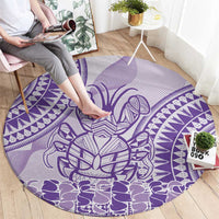 Purple Niue Language Week Round Carpet The Rock Coconut Crab - Siapo Pattern LT14 - Polynesian Pride