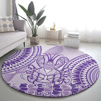 Purple Niue Language Week Round Carpet The Rock Coconut Crab - Siapo Pattern LT14 - Polynesian Pride