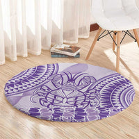 Purple Niue Language Week Round Carpet The Rock Coconut Crab - Siapo Pattern LT14 - Polynesian Pride