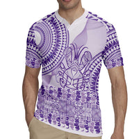 Purple Niue Language Week Rugby Jersey The Rock Coconut Crab - Siapo Pattern