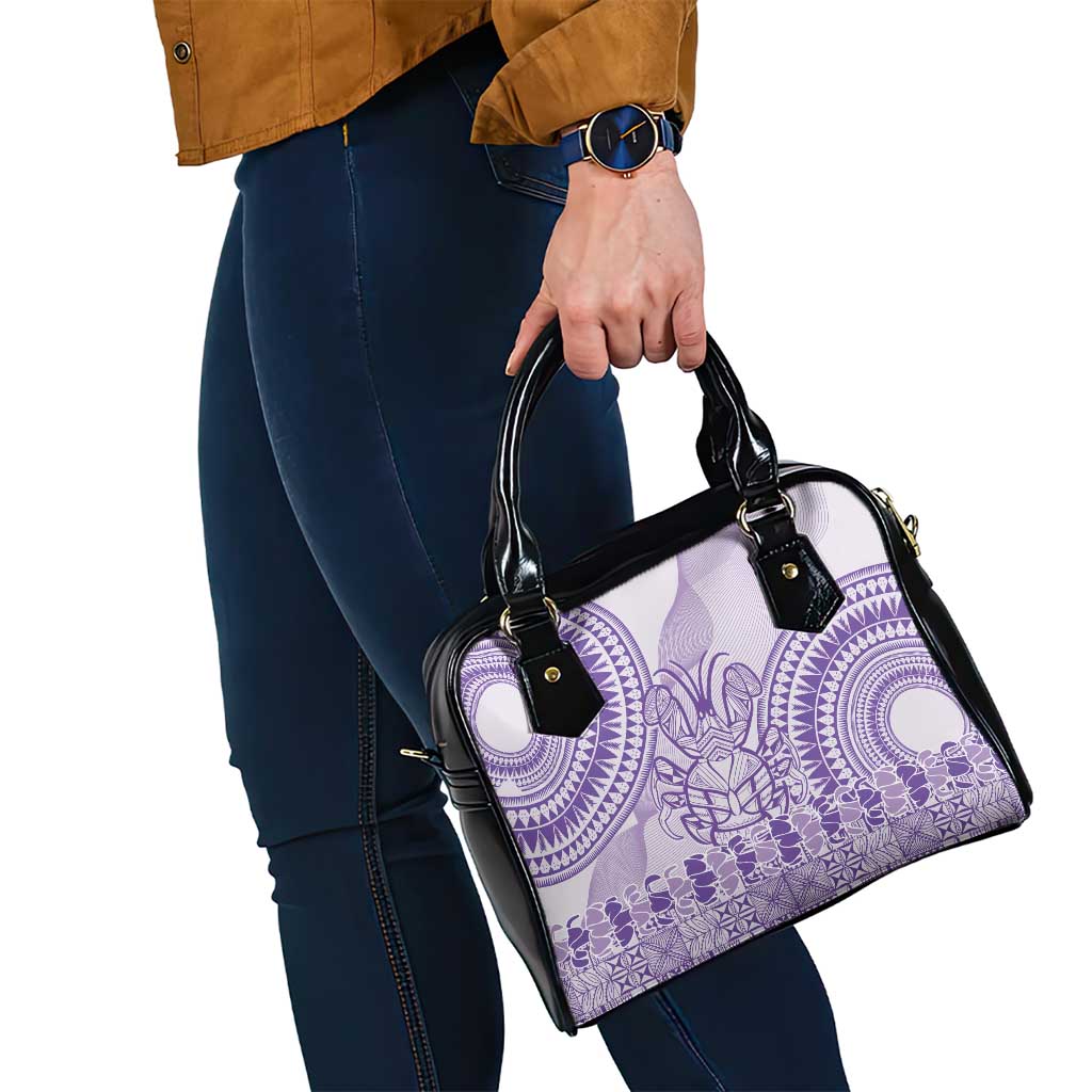 Purple Niue Language Week Shoulder Handbag The Rock Coconut Crab - Siapo Pattern