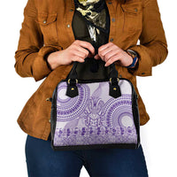 Purple Niue Language Week Shoulder Handbag The Rock Coconut Crab - Siapo Pattern