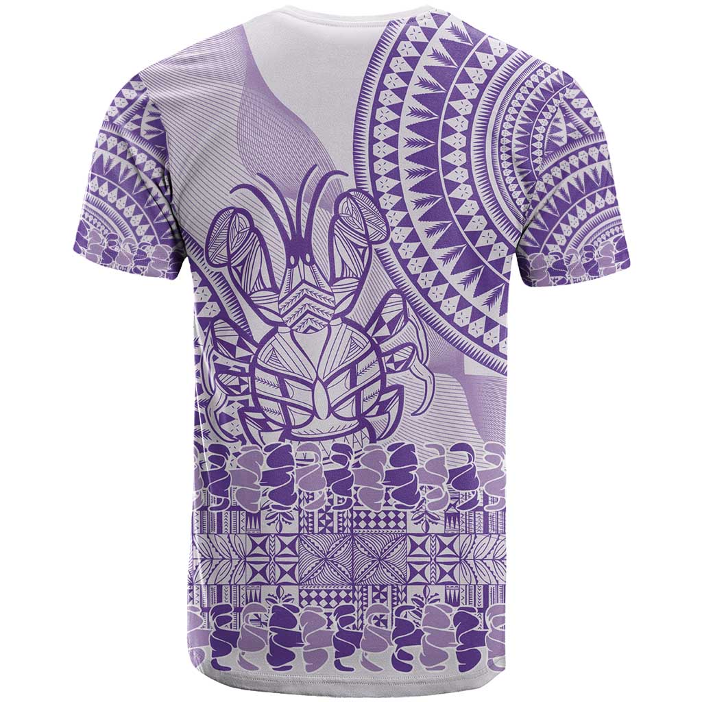 Purple Niue Language Week T Shirt The Rock Coconut Crab - Siapo Pattern