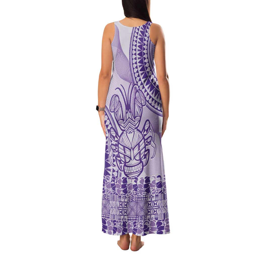 Purple Niue Language Week Tank Maxi Dress The Rock Coconut Crab - Siapo Pattern