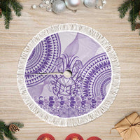 Purple Niue Language Week Tree Skirt The Rock Coconut Crab - Siapo Pattern LT14 Fringed Purple - Polynesian Pride