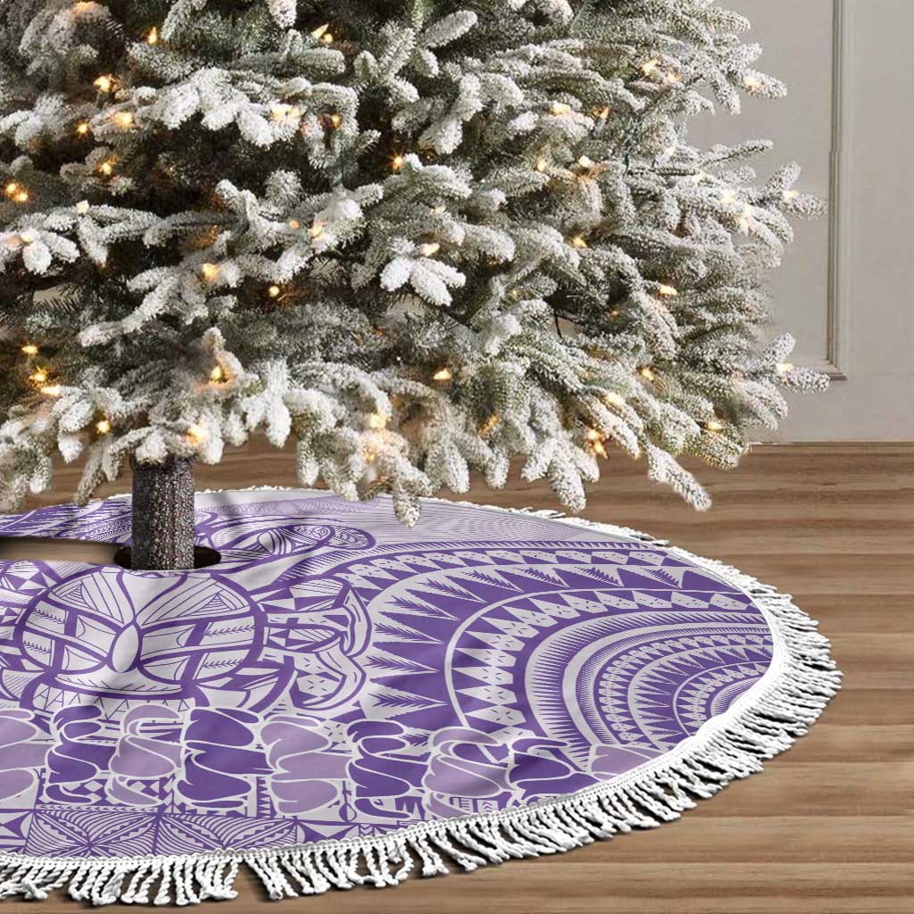 Purple Niue Language Week Tree Skirt The Rock Coconut Crab - Siapo Pattern LT14 - Polynesian Pride