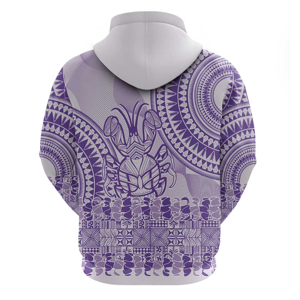 Purple Niue Language Week Zip Hoodie The Rock Coconut Crab - Siapo Pattern
