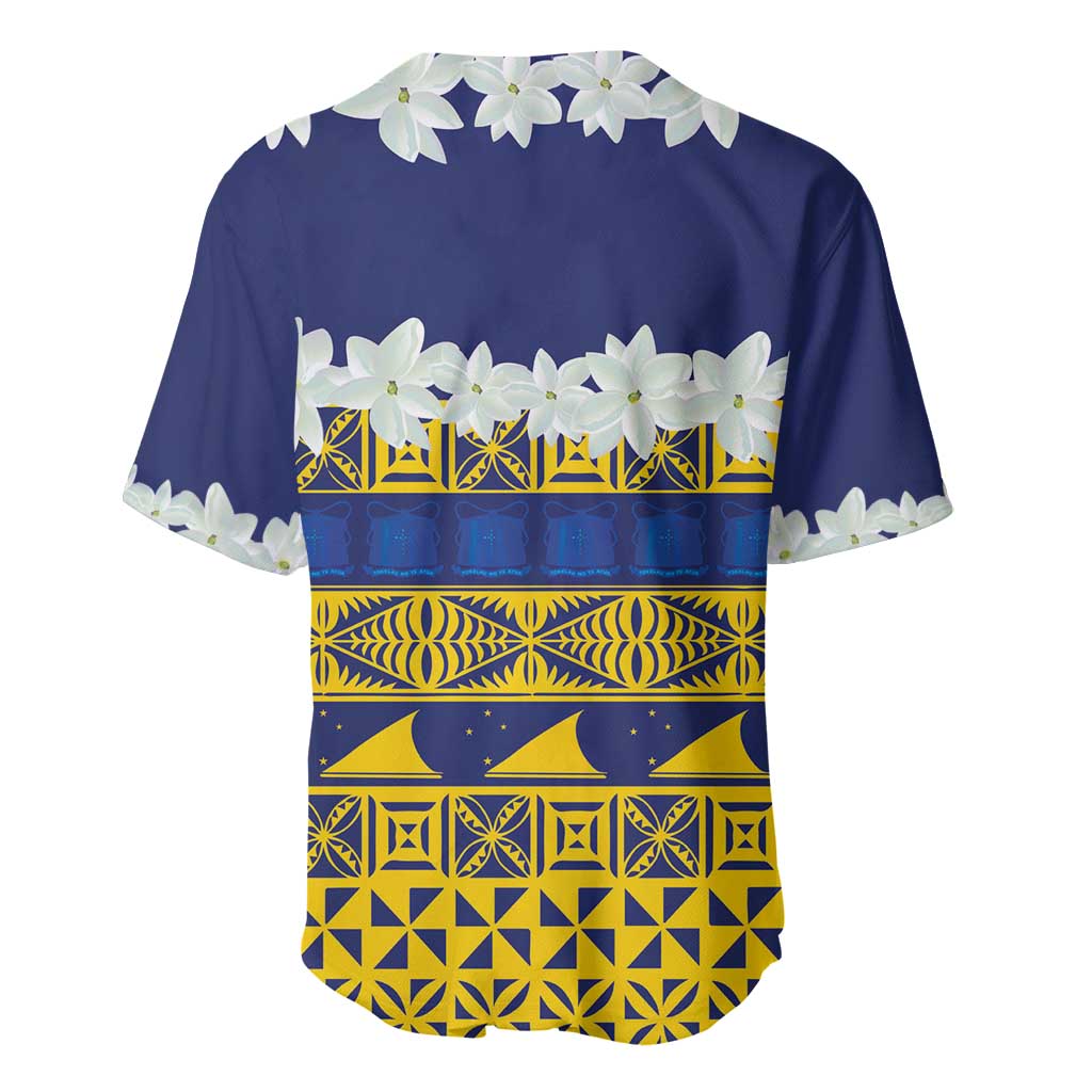 Tokelau Language Week Baseball Jersey Tokelauan Tuluma With Gardenia Thunbergia LT14 - Polynesian Pride