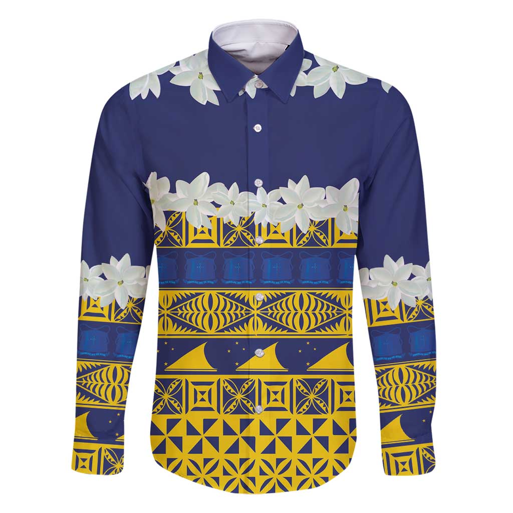 Tokelau Language Week Family Matching Long Sleeve Bodycon Dress and Hawaiian Shirt Tokelauan Tuluma With Gardenia Thunbergia