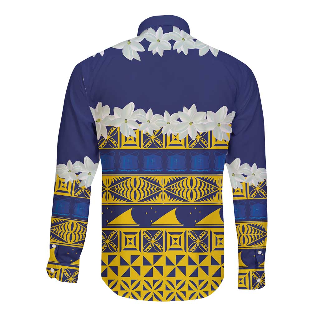 Tokelau Language Week Long Sleeve Button Shirt Tokelauan Tuluma With Gardenia Thunbergia