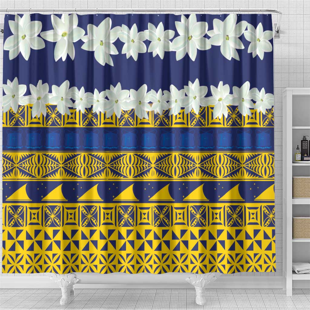 Tokelau Language Week Shower Curtain Tokelauan Tuluma With Gardenia Thunbergia