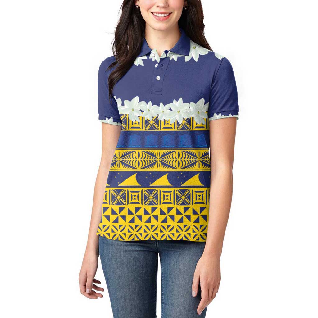 Tokelau Language Week Women Polo Shirt Tokelauan Tuluma With Gardenia Thunbergia