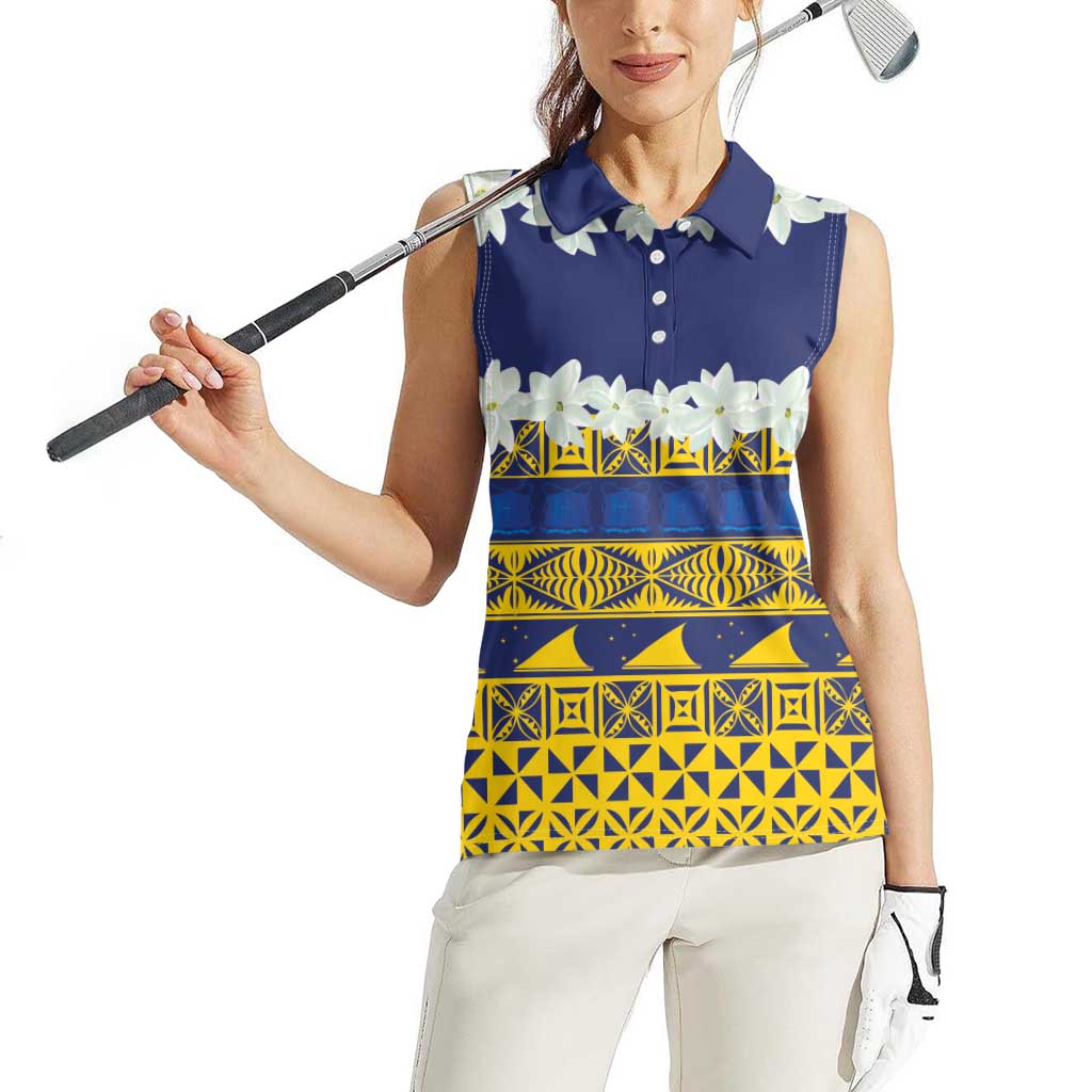 Tokelau Language Week Women Sleeveless Polo Shirt Tokelauan Tuluma With Gardenia Thunbergia