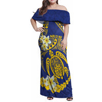 Te Vaiaho o te Gagana Tokelau Family Matching Off Shoulder Maxi Dress and Hawaiian Shirt Polynesian Turtle - Malo Ni!