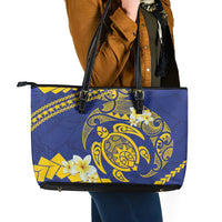 Te Vaiaho o te Gagana Tokelau Leather Tote Bag Polynesian Turtle - Malo Ni!