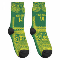 Fiji Tailevu Rugby Custom Crew Socks Go Champions Fijian Tapa Pattern LT14 - Polynesian Pride
