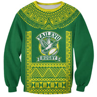 Fiji Tailevu Rugby Custom Sweatshirt Go Champions Fijian Tapa Pattern LT14 Unisex Green - Polynesian Pride
