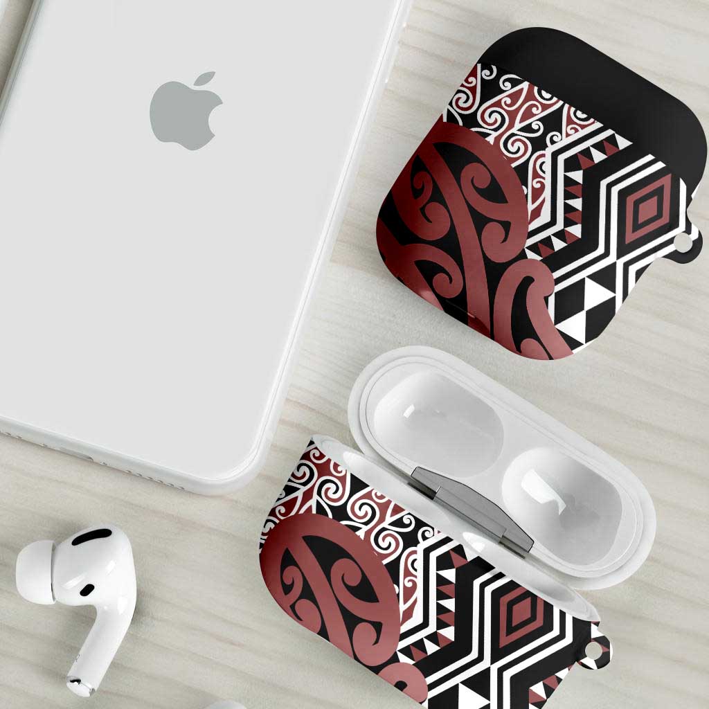 New Zealand AirPods Case Aotearoa Kowhaiwhai Mix Taniko Art - Polynesian Pride